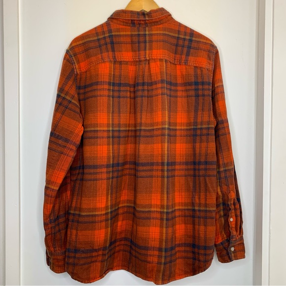 Men’s THE NORTH FACE Orange Plaid Long Sleeve Button Down Flannel Shirt sz Large - Picture 4 of 8